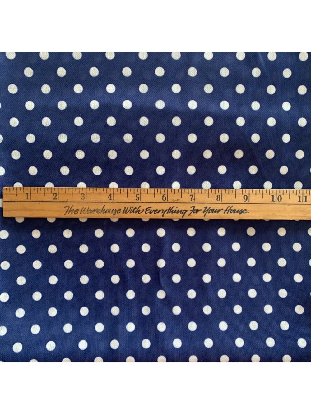 Blue White Polka Dot Polyester Fabric 2 3/8 Yards 60” W x 52” L NOS